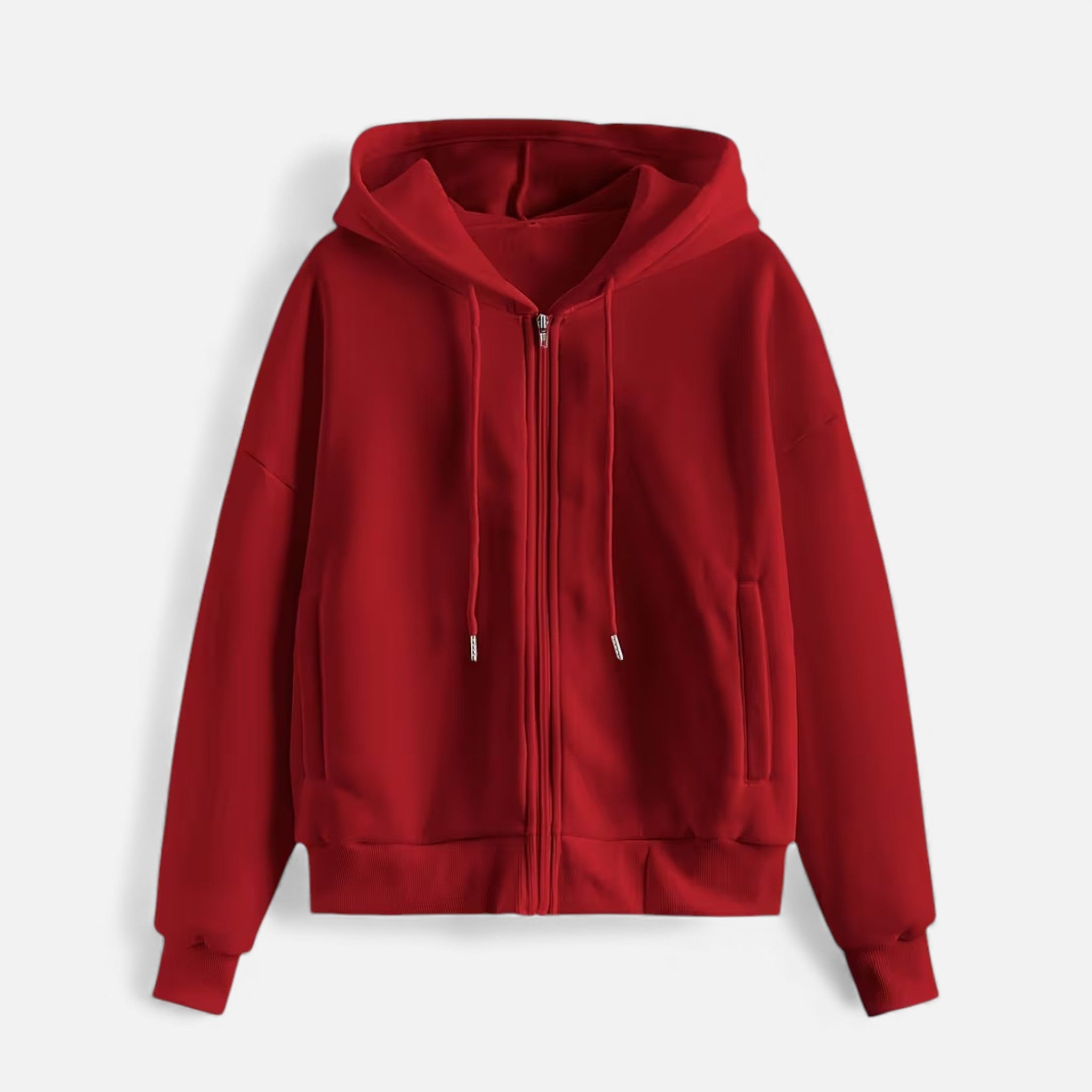 Moletom de Tricô com Zíper para o Outono/Inverno Bordô