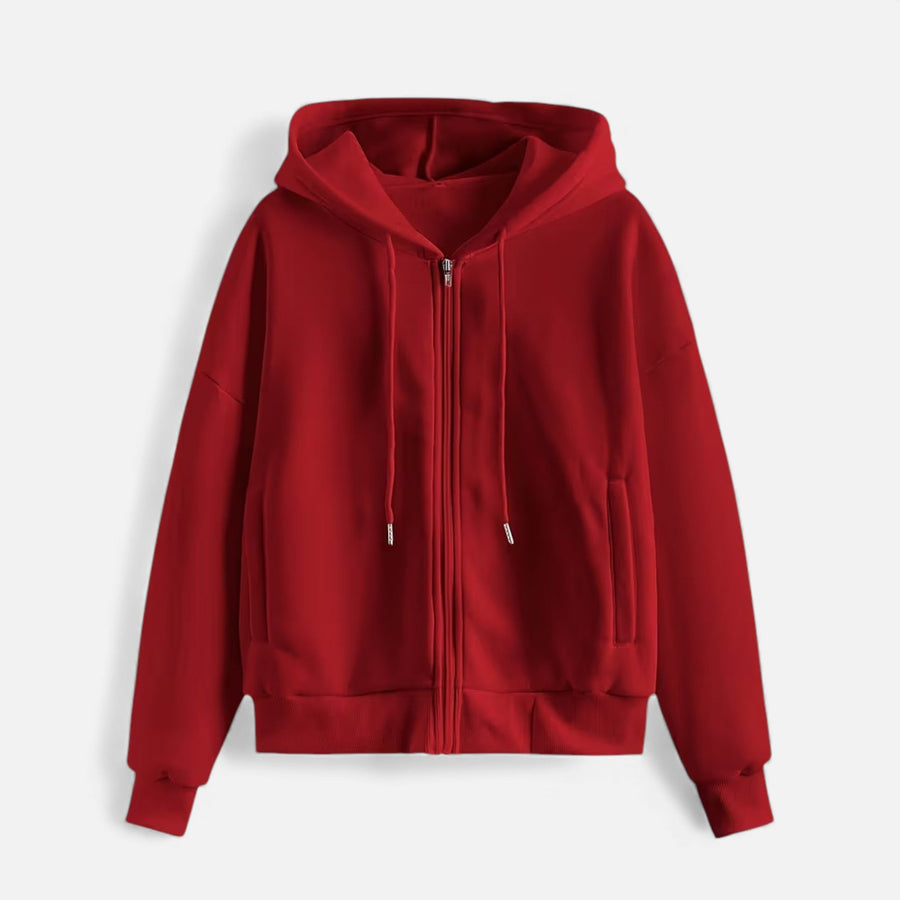 Moletom de Tricô com Zíper para o Outono/Inverno Bordô