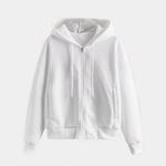 Moletom de Tricô com Zíper para o Outono/Inverno Branco