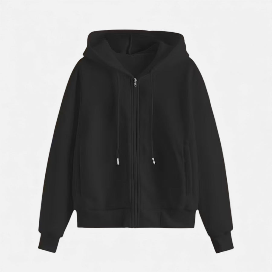 Moletom de Tricô com Zíper para o Outono/Inverno Preto