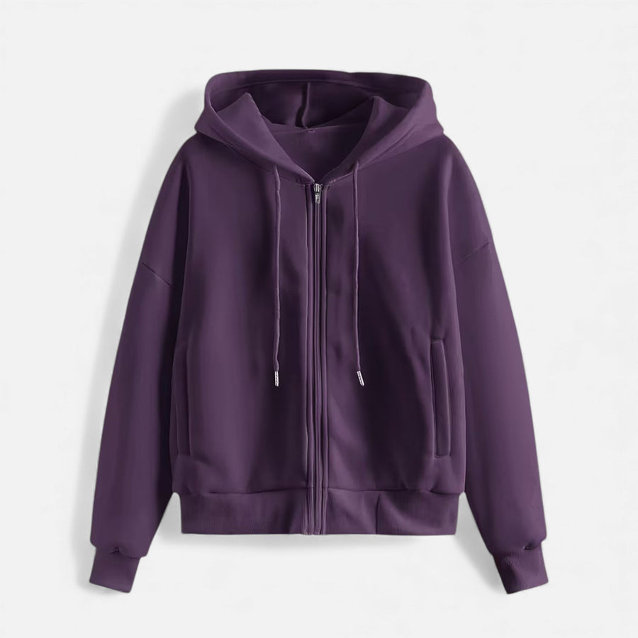 Moletom de Tricô com Zíper para o Outono/Inverno Roxo