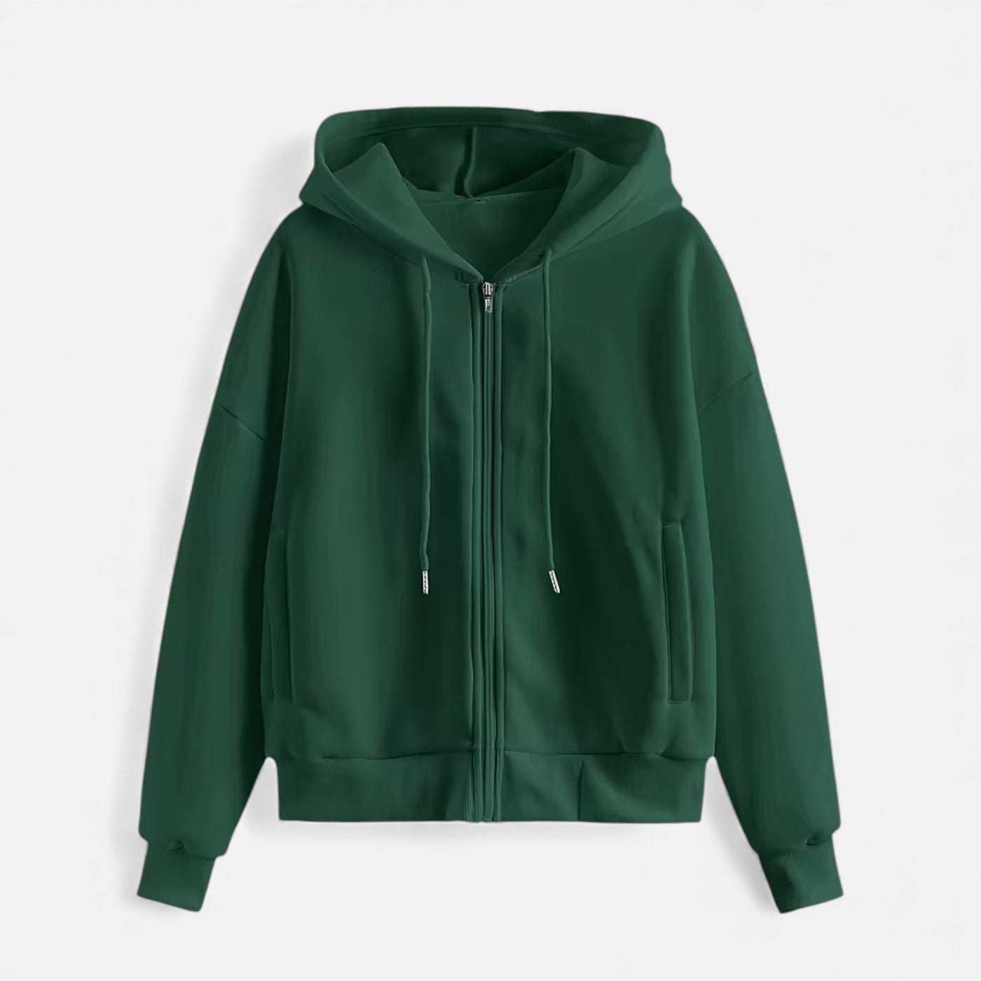 Moletom de Tricô com Zíper para o Outono/Inverno Verde Escuro