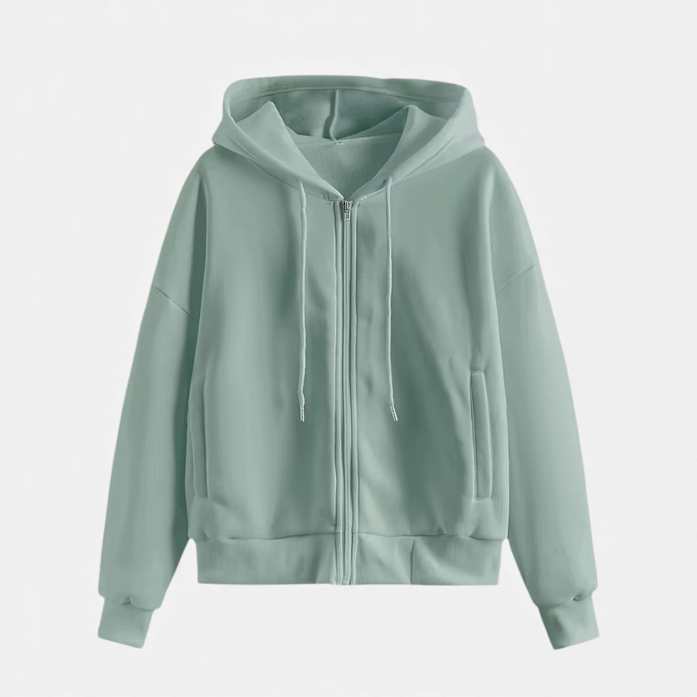 Moletom de Tricô com Zíper para o Outono/Inverno Verde Menta