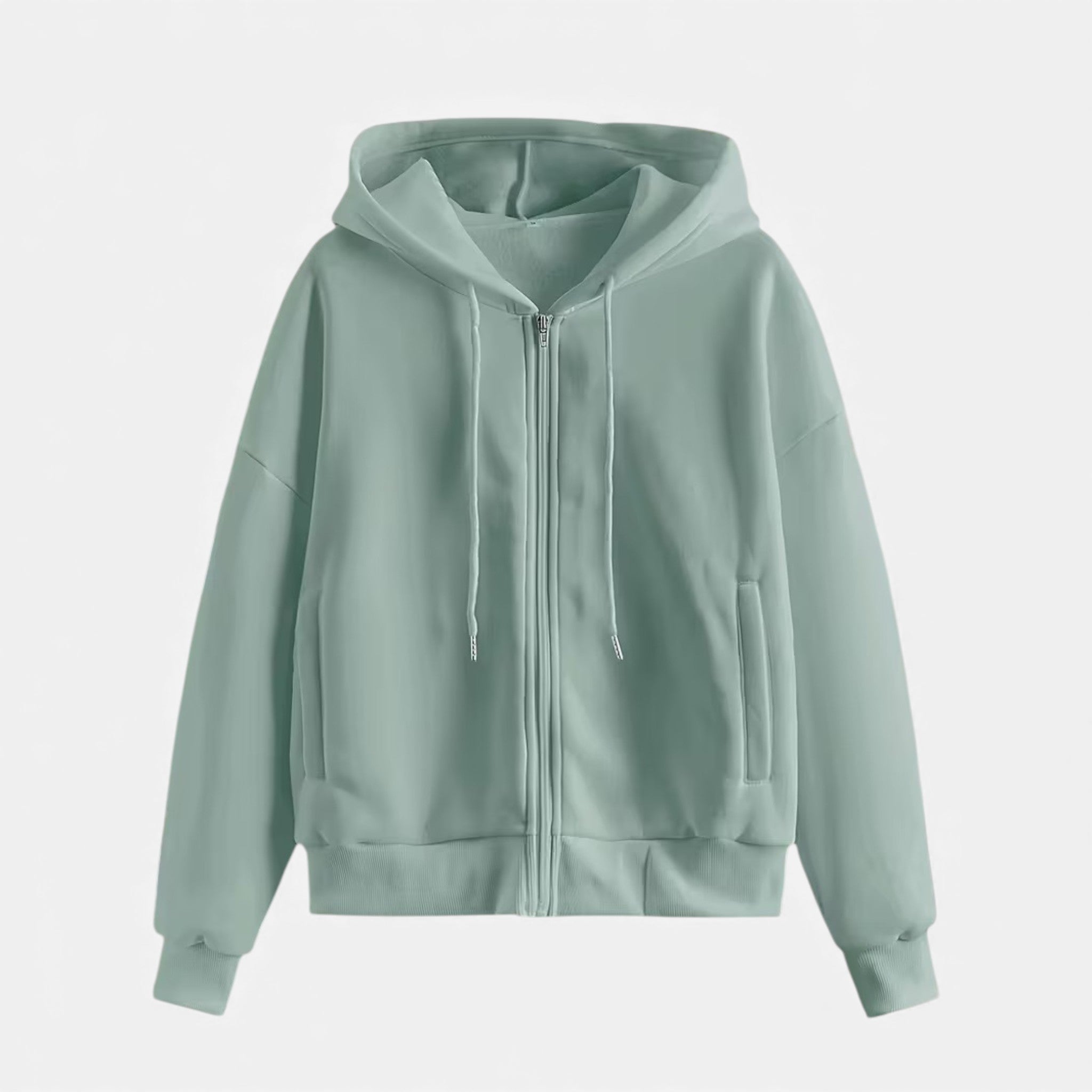 Moletom de Tricô com Zíper para o Outono/Inverno Verde Menta