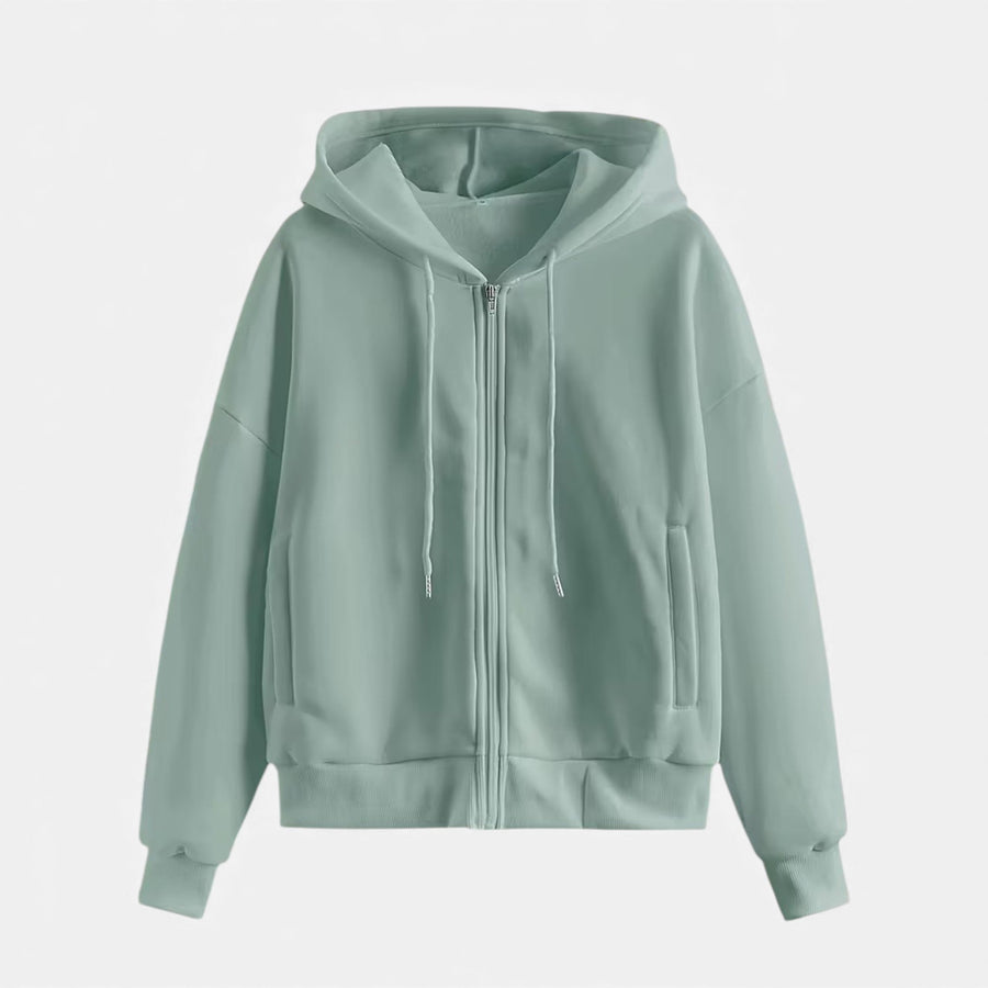 Moletom de Tricô com Zíper para o Outono/Inverno Verde Menta