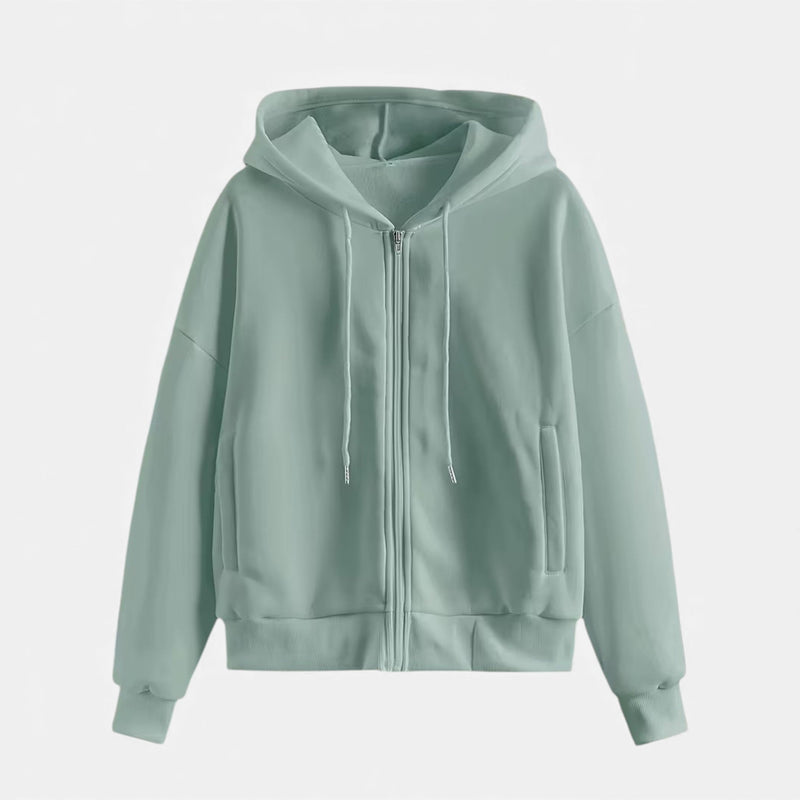 Moletom de Tricô com Zíper para o Outono/Inverno Verde Menta