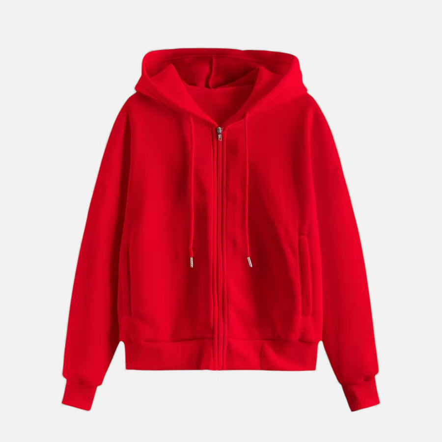 Moletom de Tricô com Zíper para o Outono/Inverno Vermelho