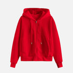 Moletom de Tricô com Zíper para o Outono/Inverno Vermelho