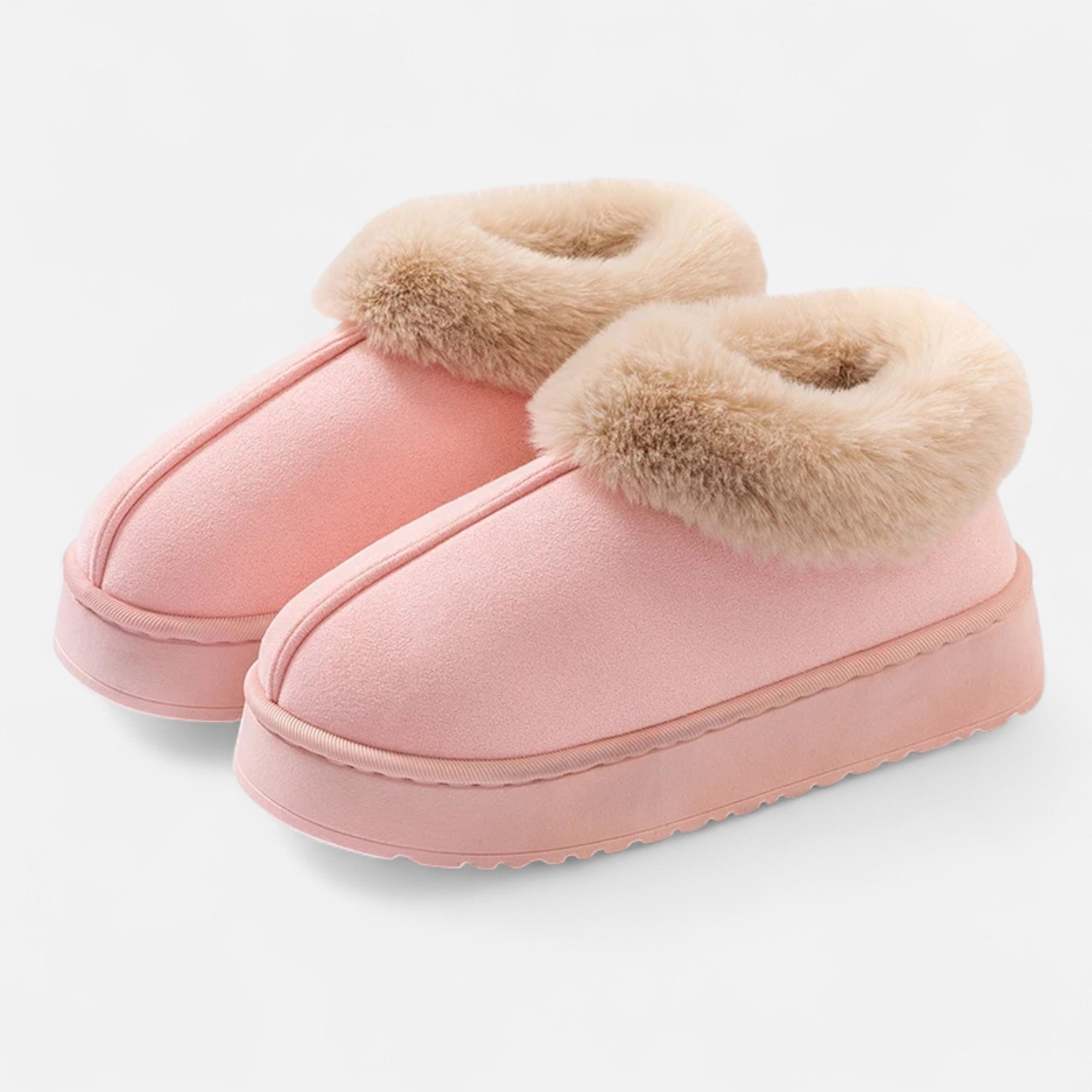 Pantufas de Inverno de Pelúcia Femininas Rosa
