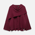 Poncho Cardigan Elegante em Lã para Mulheres Bordô