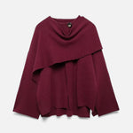 Poncho Cardigan Elegante em Lã para Mulheres Bordô