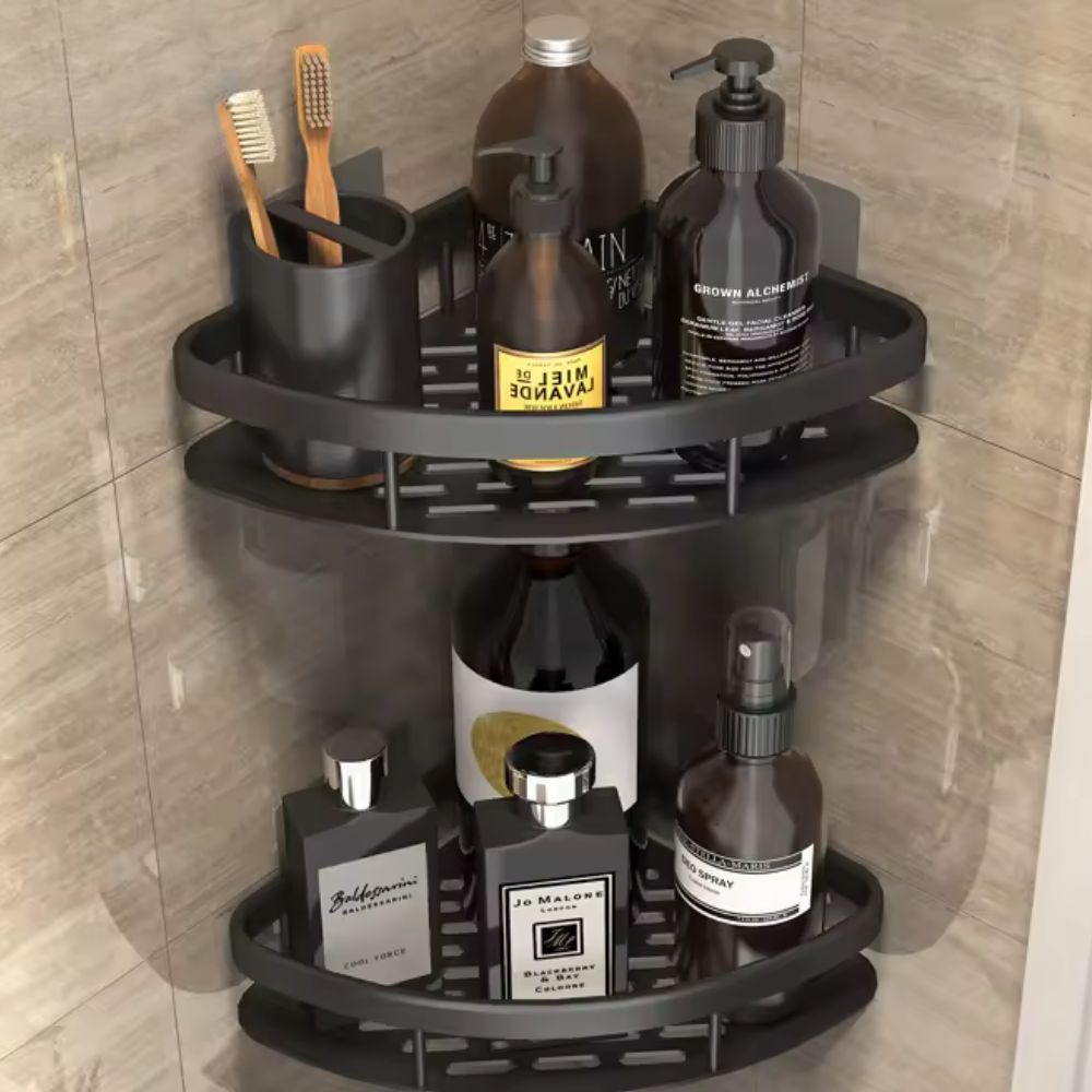 Prateleira Curvada para Chuveiro – Solução Elegante e Funcional de Organização
