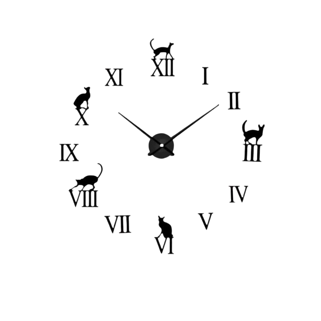 Relógio de parede decorativo em 3D com tema de gato