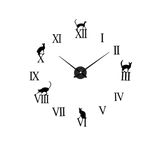 Relógio de parede decorativo em 3D com tema de gato