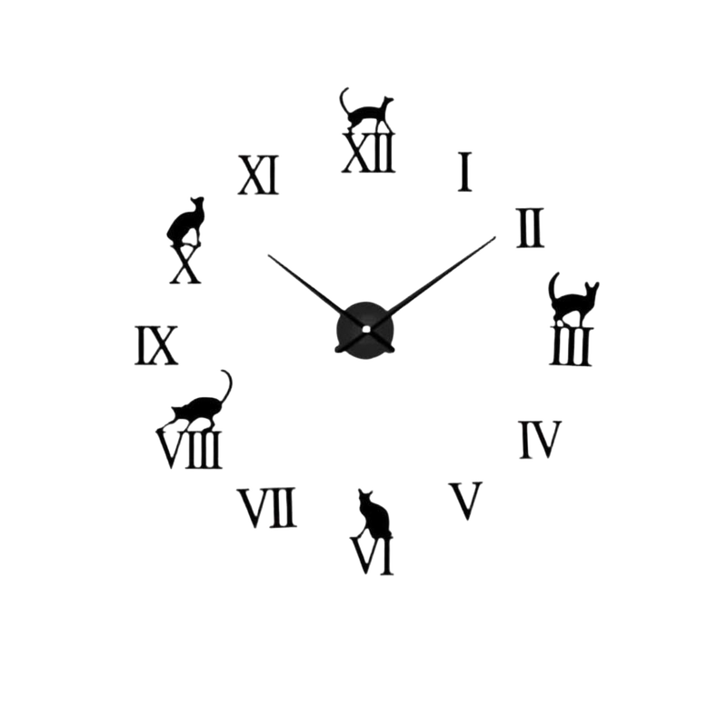 Relógio de parede decorativo em 3D com tema de gato