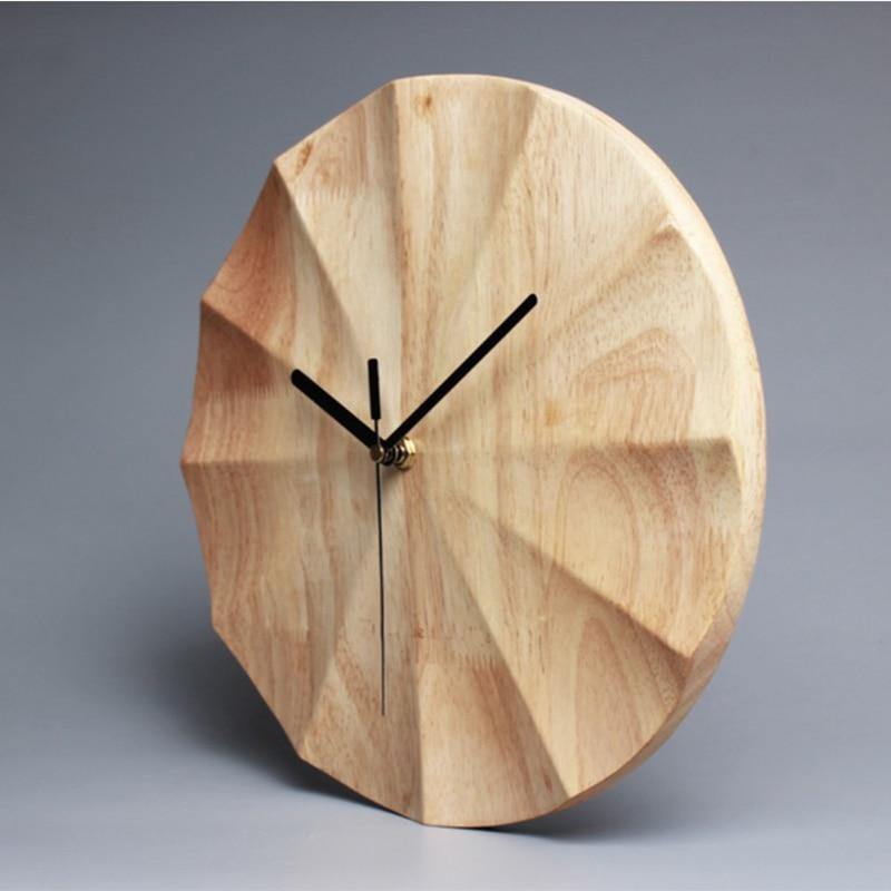 Relógio de parede em madeira com design minimalista Bambu e madeira