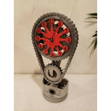 Relógio de parede moderno com engrenagem e design elegante Vermelho