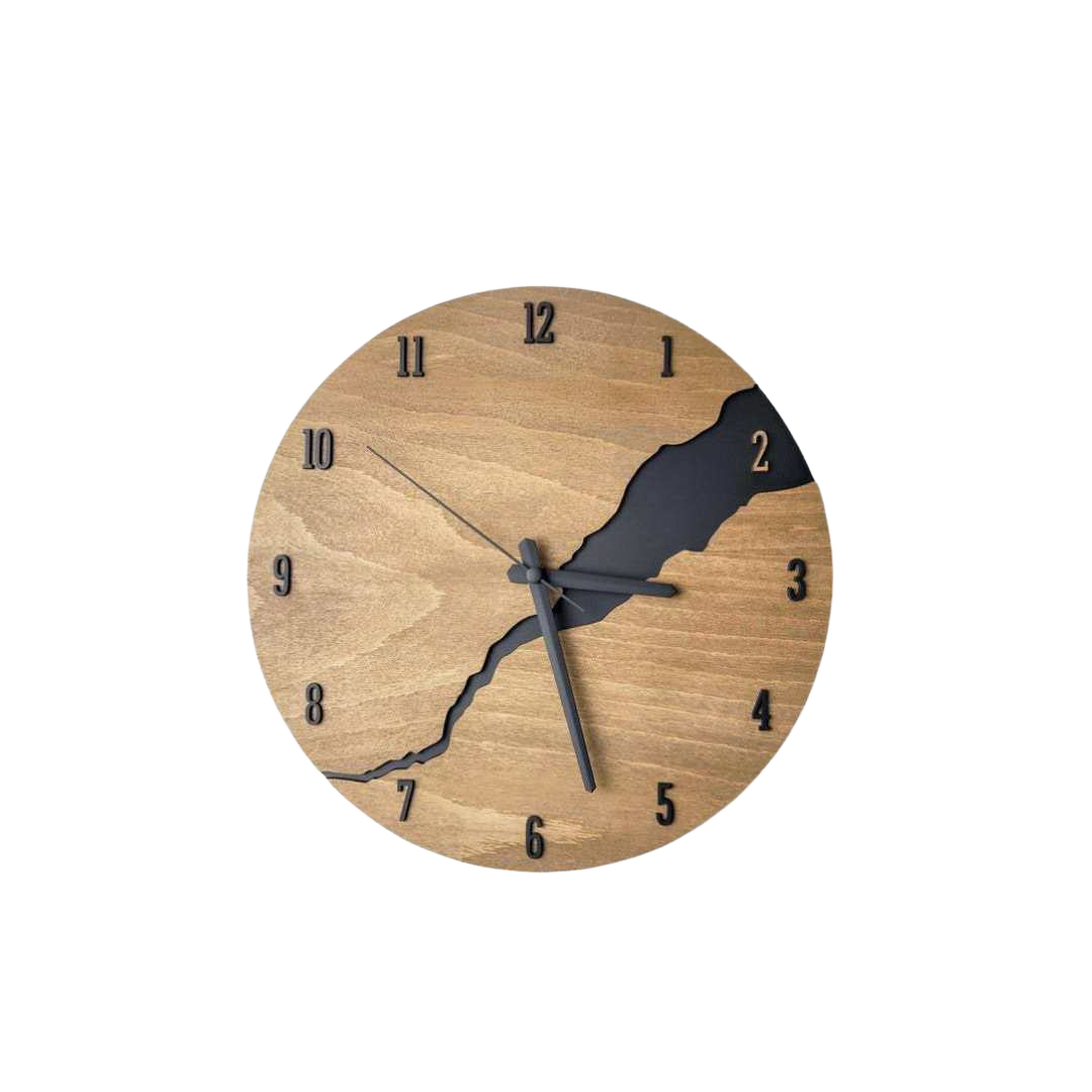 Relógio de parede sofisticado em madeira artesanal