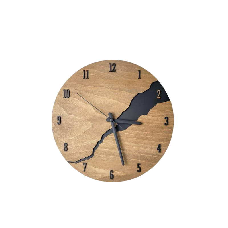 Relógio de parede sofisticado em madeira artesanal