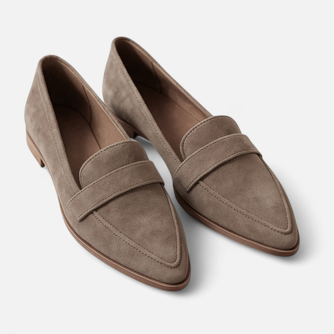 Retro Feminine Pointed-Toe Moccasins Caqui
