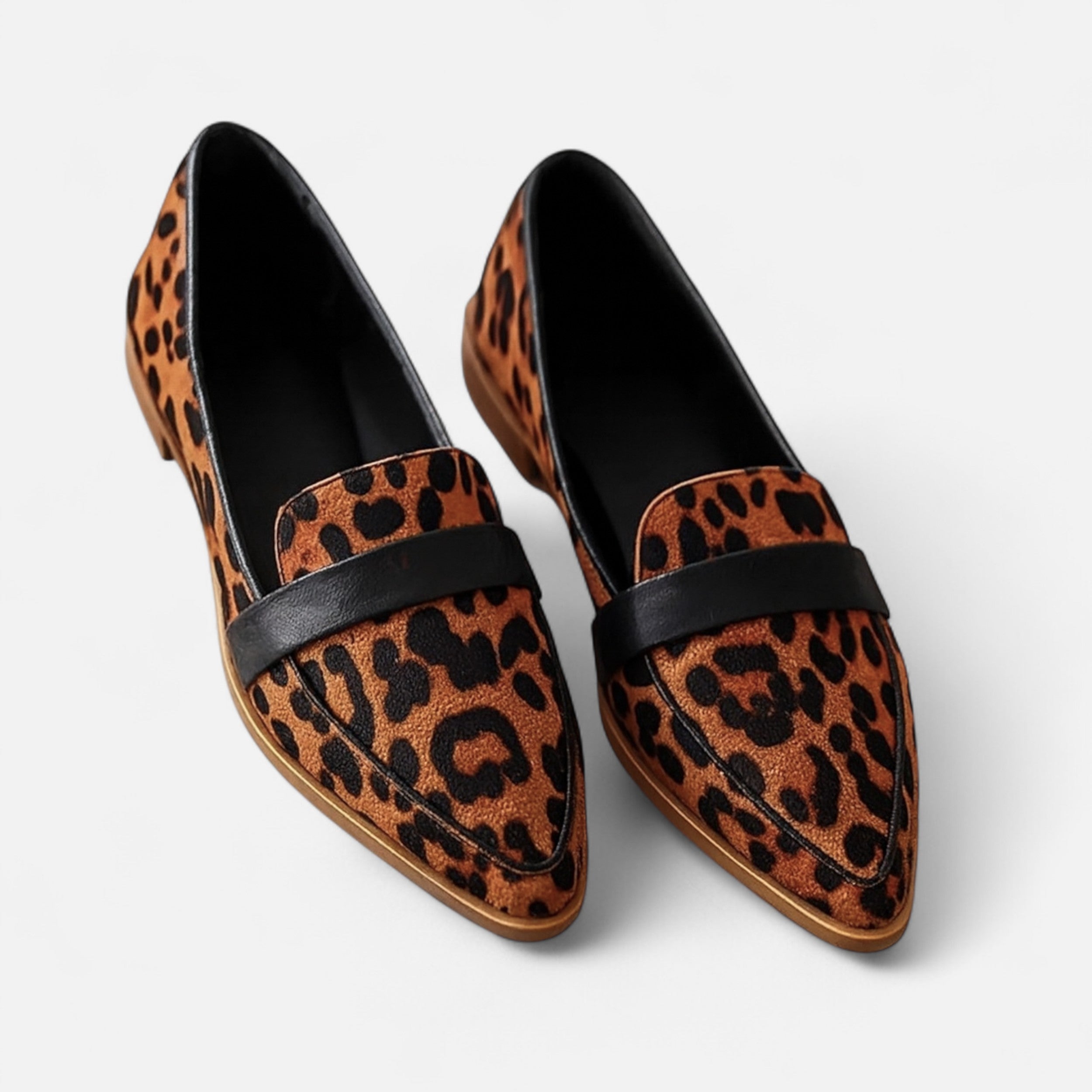 Retro Feminine Pointed-Toe Moccasins Leopardo