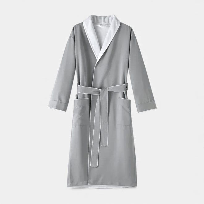 Robe de Banho Unissex em Algodão com Camadas Duplas Cinza Tamanho Único