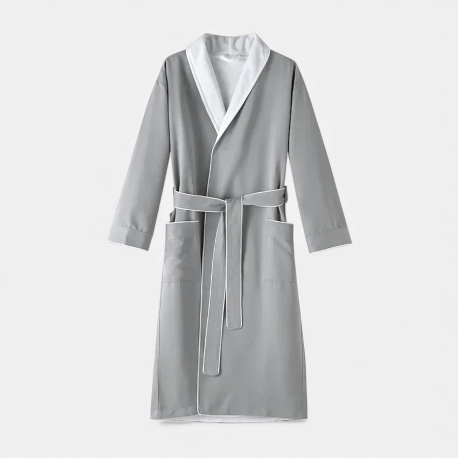 Robe de Banho Unissex em Algodão com Camadas Duplas Cinza Tamanho Único