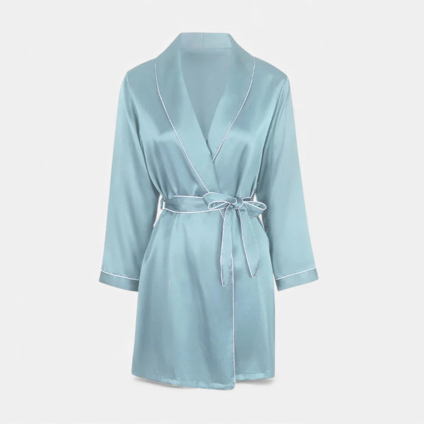 Roupas de Seda Premium para Mulheres - Outono Azul Névoa