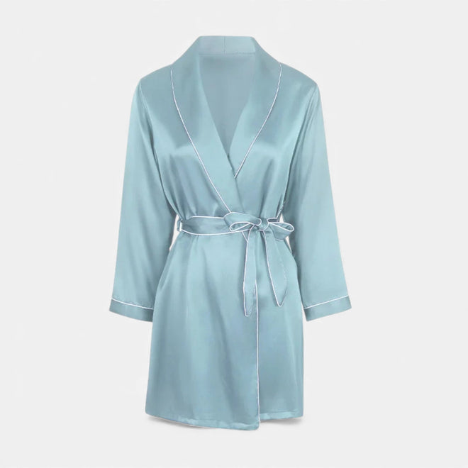 Roupas de Seda Premium para Mulheres - Outono Azul Névoa