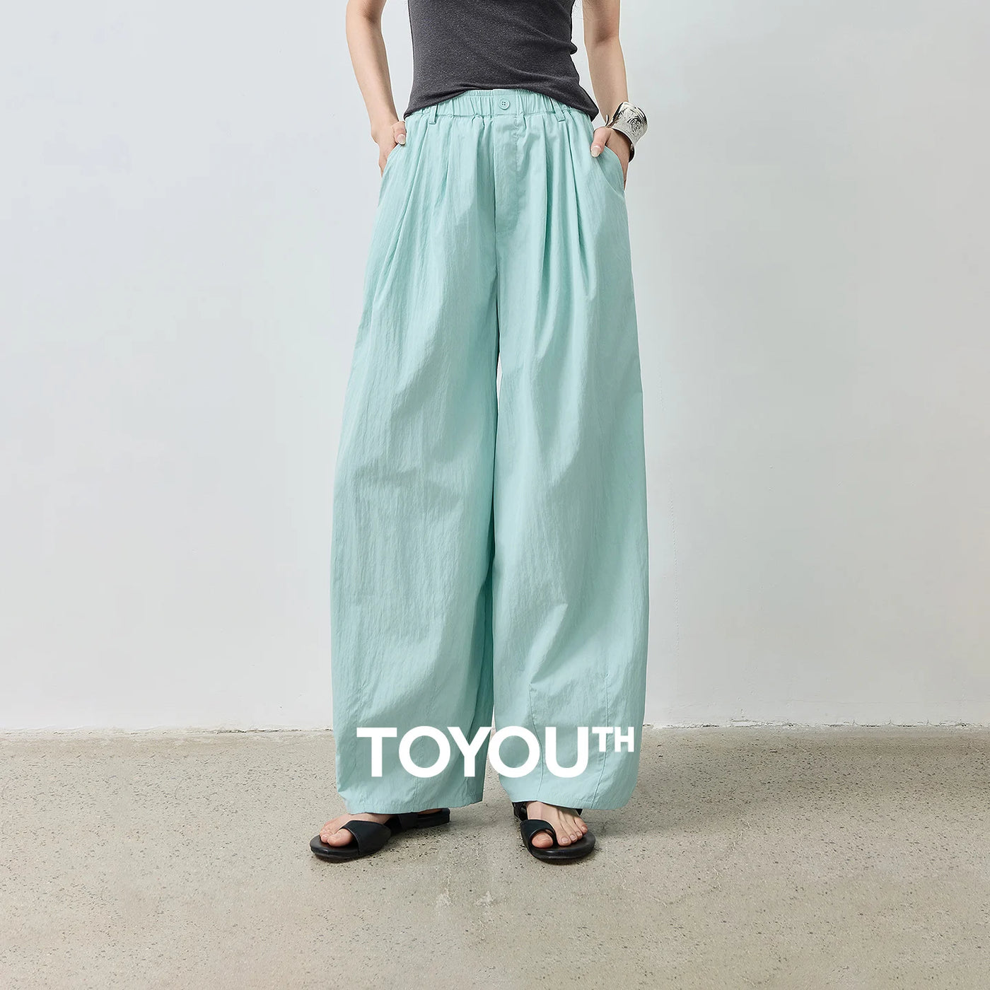 Calça Barrel Feminina Texturizada Wide Leg