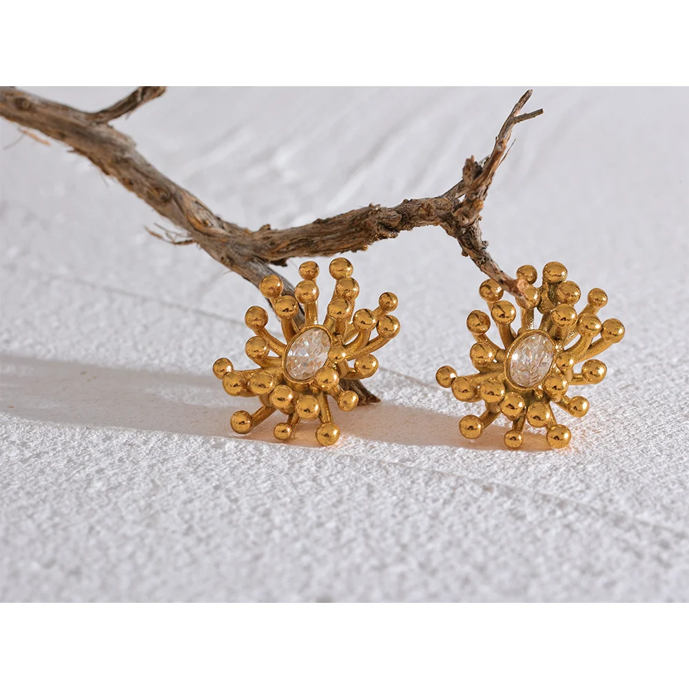 Brinco Flor Botânica com Zircônia