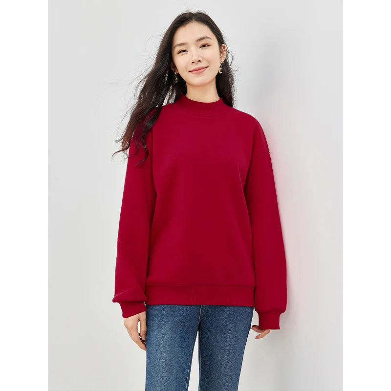 Moletom Feminino Forrado com Gola Alta Curta