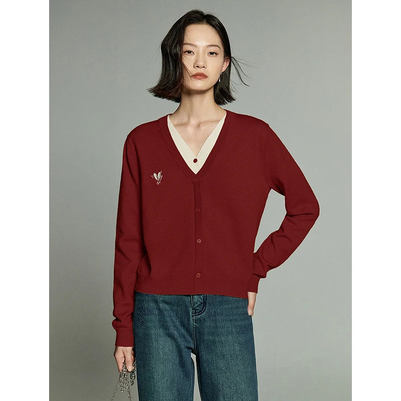 Cardigan Feminino Efeito Duas Peças com Decote V