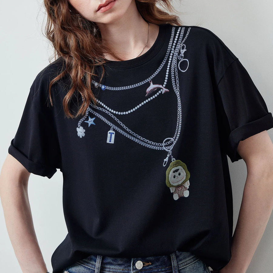 Camiseta Feminina de Liocel e Algodão com Estampa Sapo