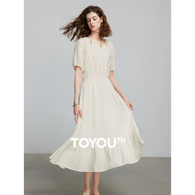 Vestido Midi de Viscose com Aplicação de Contas