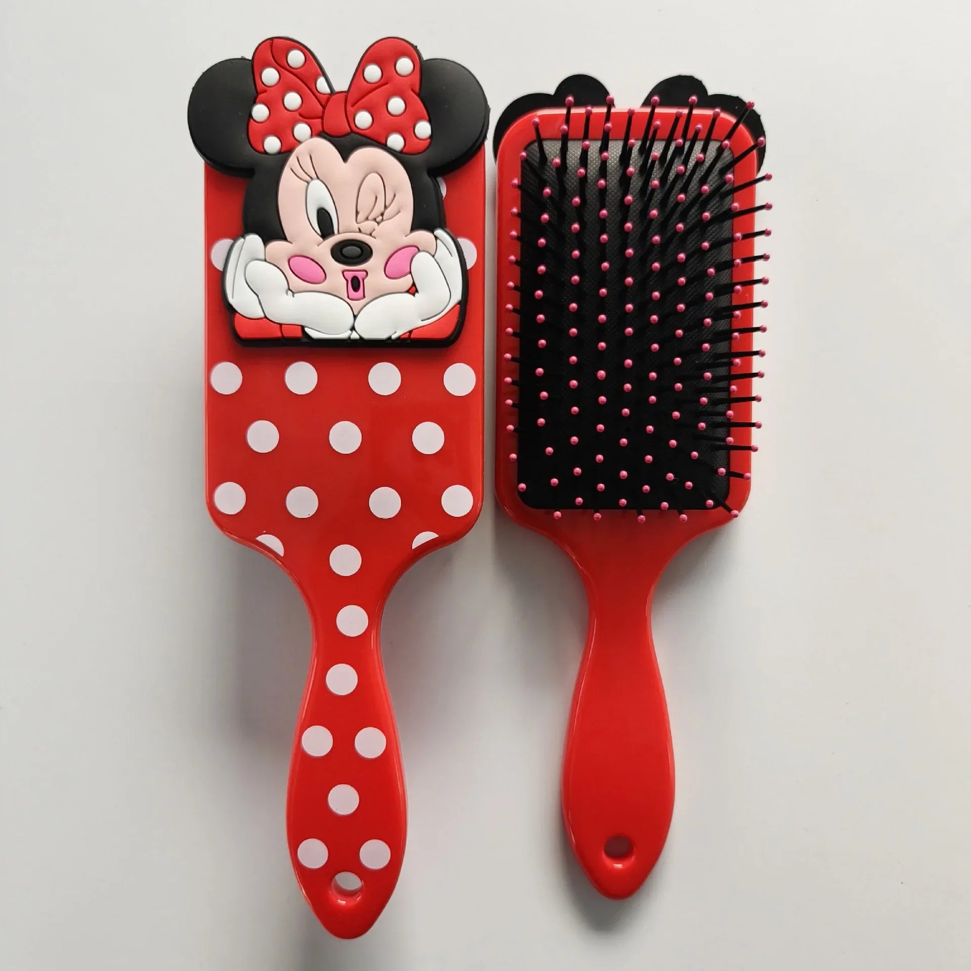 Escova Para Cabelo Profissional Minnie Raquete Almofadada Vermelho