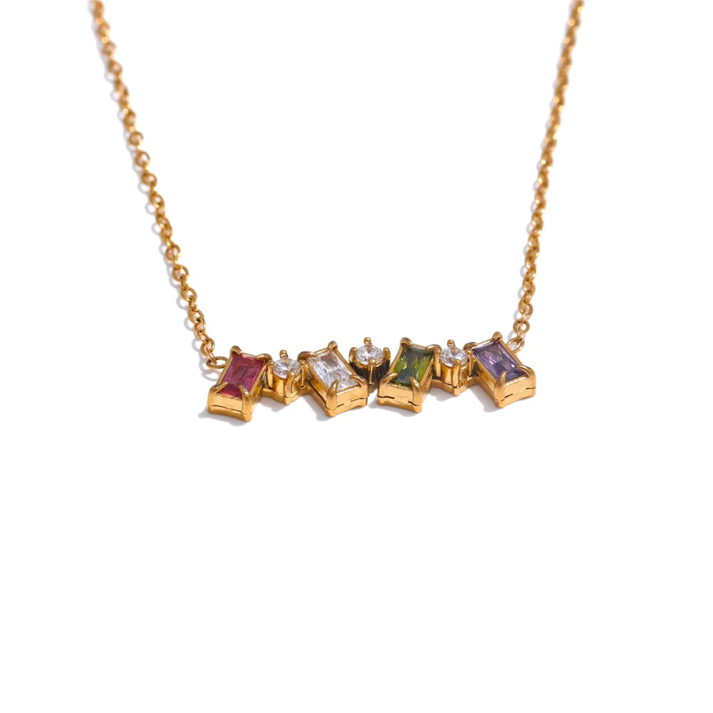 Colar Feminino Estrela com Zircônias Coloridas em Aço Inoxidável 2 YH4291A