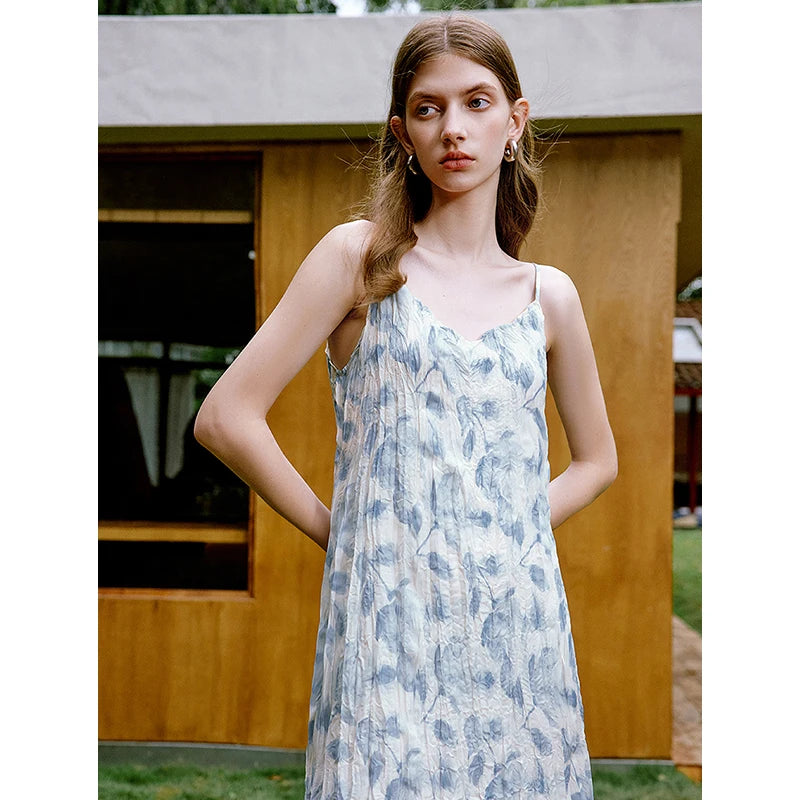 Vestido de Alças Midi Floral Artístico