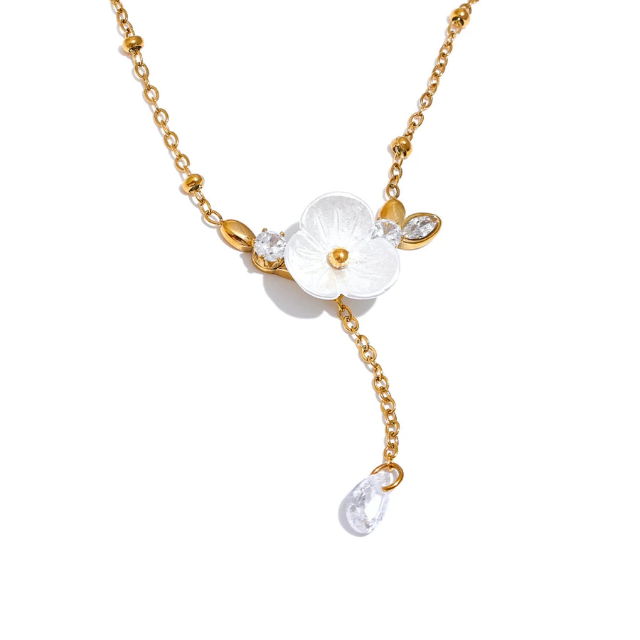 Colar Feminino Flor em Aço Inoxidável Ouro