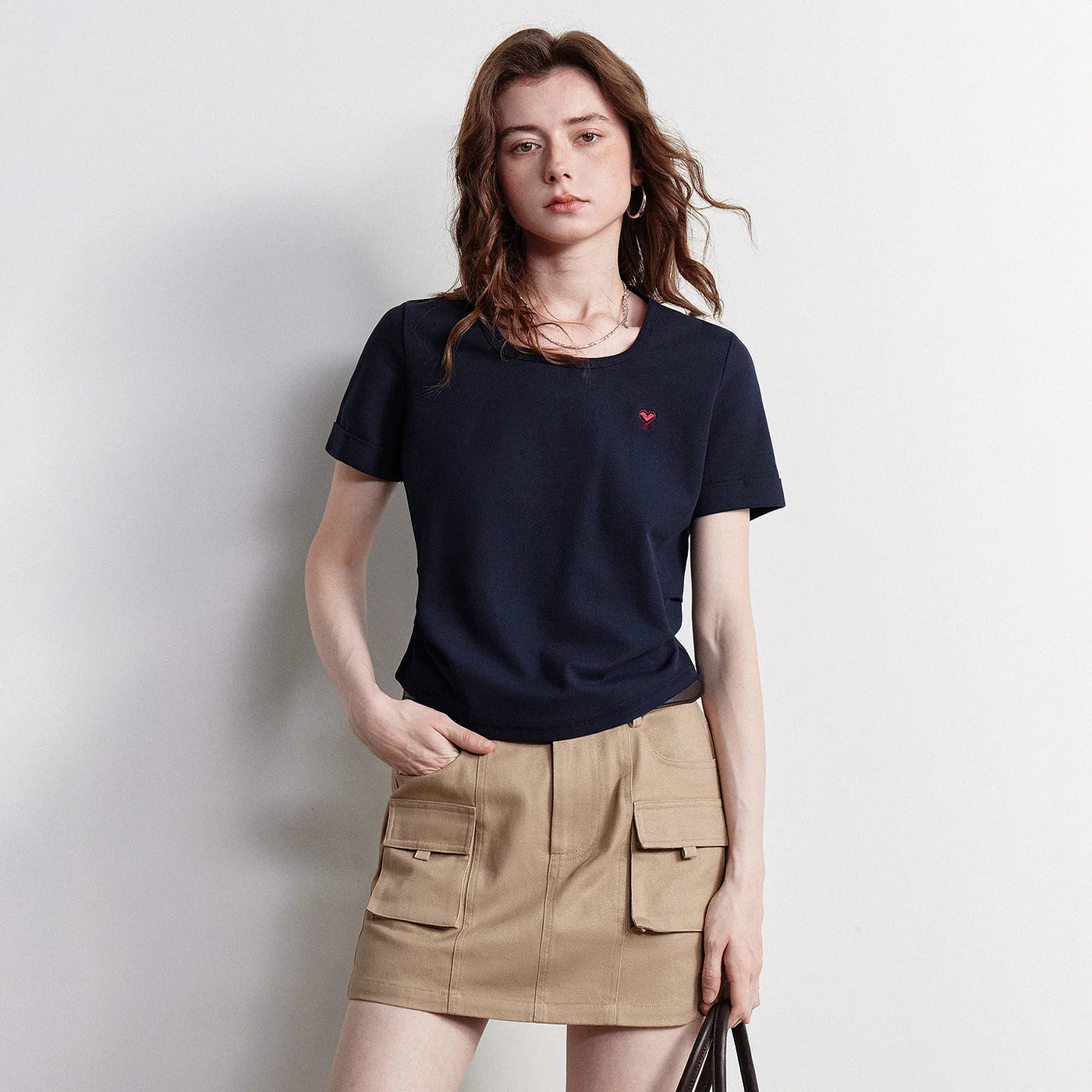 Camiseta Feminina Cropped Piquet com Decote Quadrado