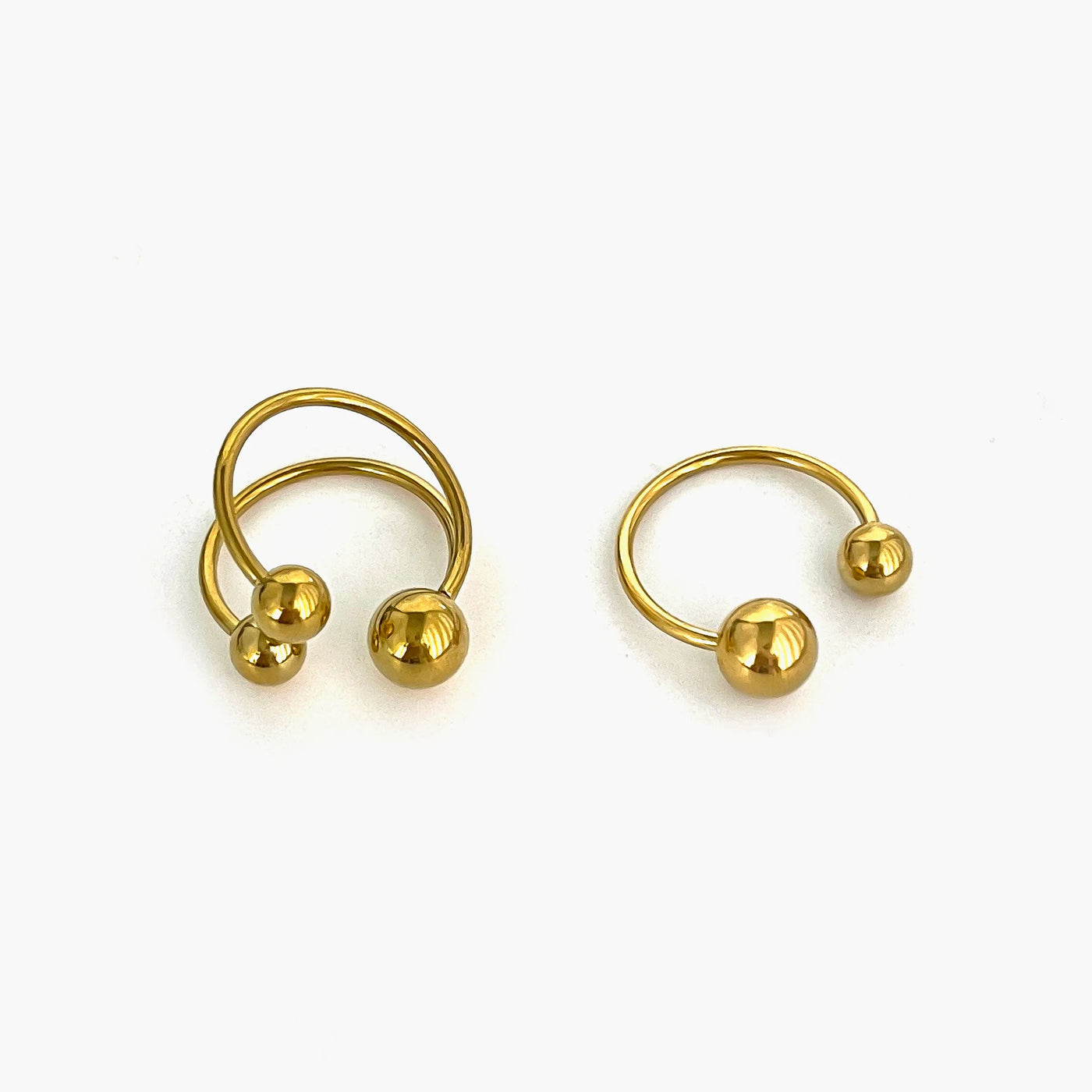 Conjunto de Anéis Abertos com Esferas em Aço Inoxidável