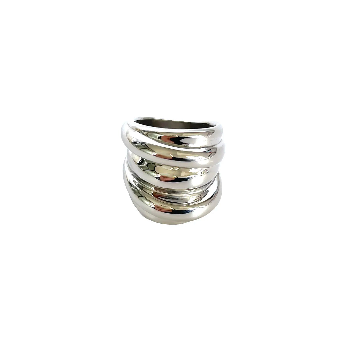Anel Espiral Irregular Minimalista em Aço Inoxidável