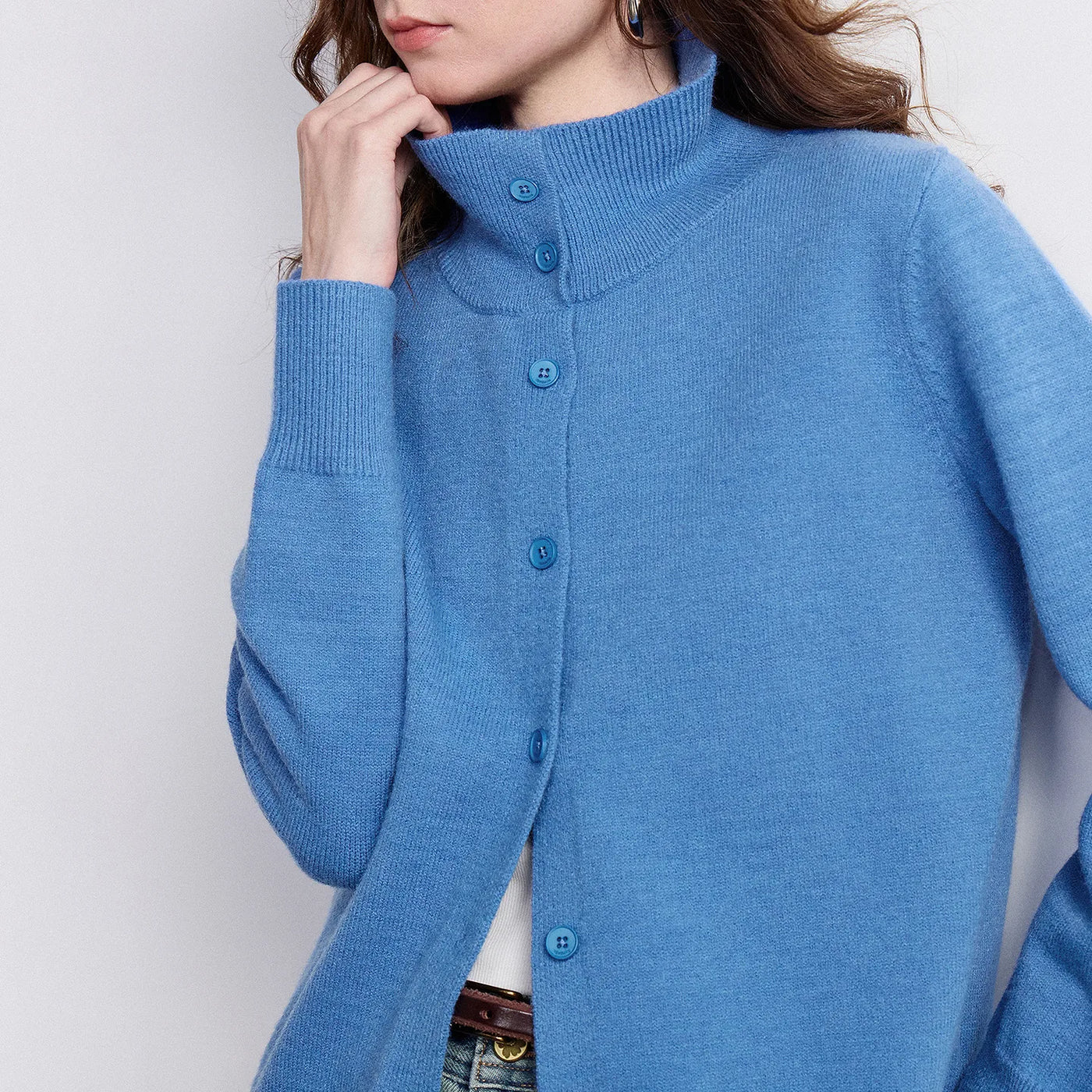 Cardigan Feminino de Tricô com Gola Polo e Botões