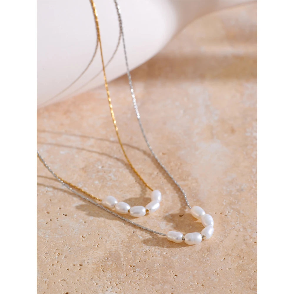Colar Gota Feminino com Pérola em Aço Inoxidável