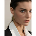 Yhpup Fashion Stainless Steel Star Hollow Thick Drop Hoop Earrings Women 18K Gold Plated Polished Texture Charm Daily Jewelry