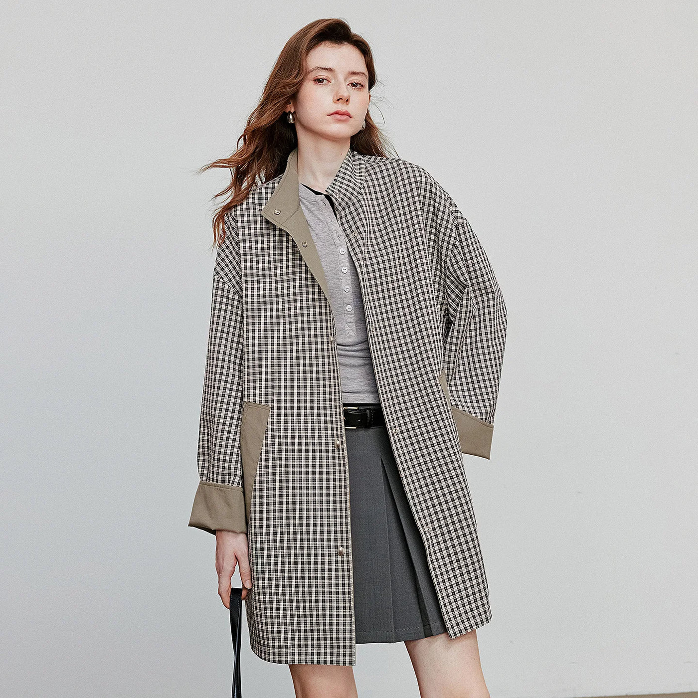 Trench Coat Feminino Midi de Liocel e Algodão