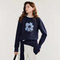 Suéter Floral Jacquard com Manga Longa