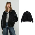Jaqueta Feminina de Couro PU e Suede com Recortes Black