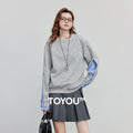 Moletom Feminino Patchwork com Gola Redonda
