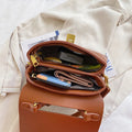 Bolsa Transversal Feminina de Couro PU Vintage com Fecho Dourado